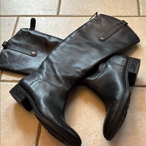 Black Knee-High Leather Boots - San Edelman - 8